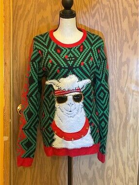 Jolly Sweaters Llama Jingle Bells ugle Christmas Sweater Size Small